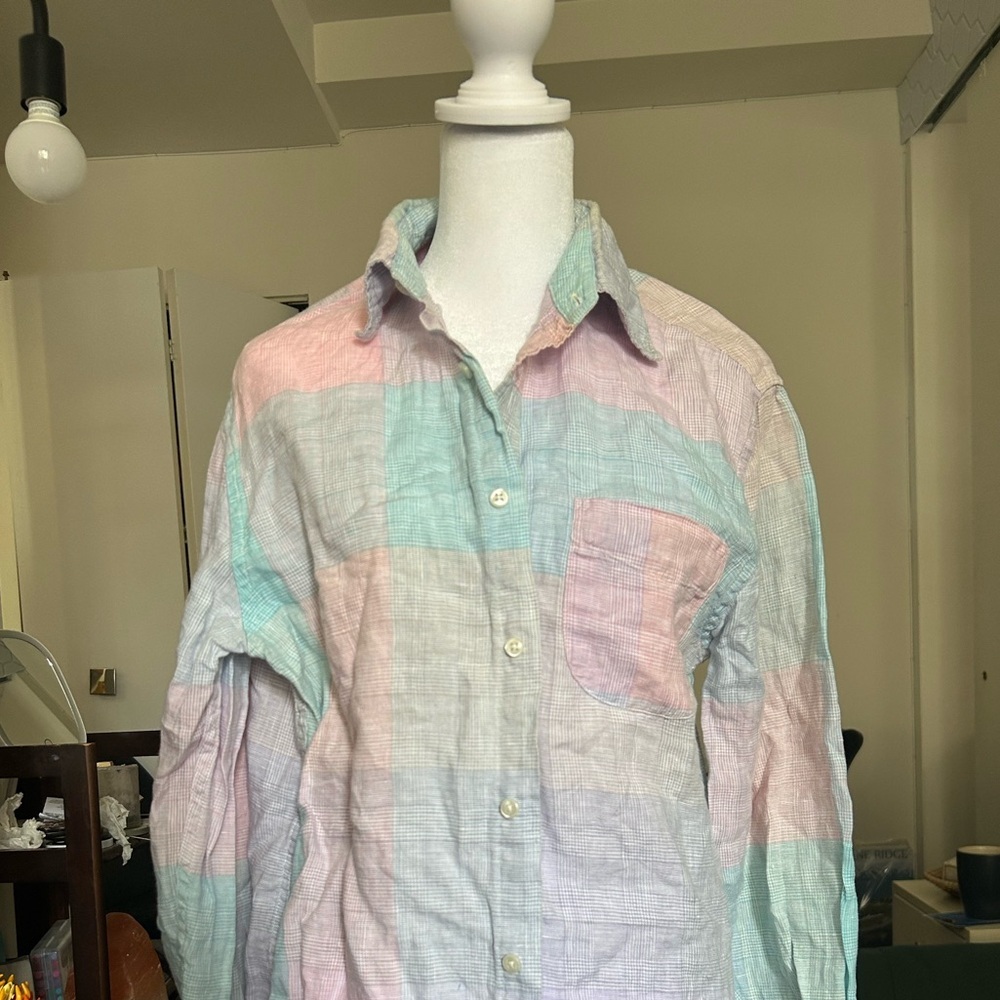 Pair of Vintage 100% Linen Button-Down Shirts J. Crew Beachy Casual